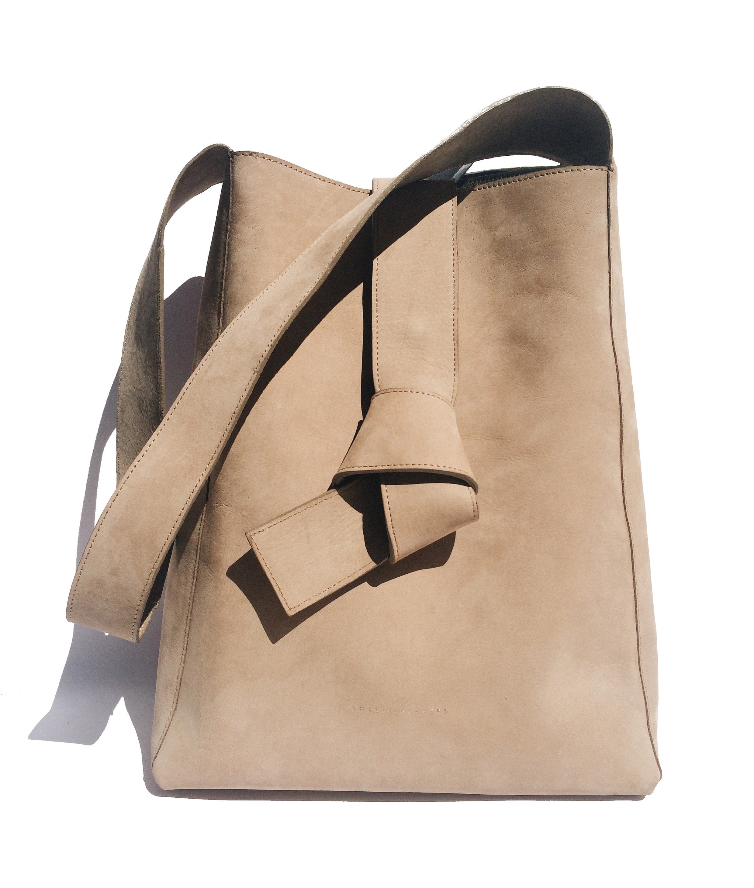Geneva Shoulder Leather Bag - sand Nubuck